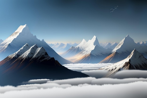 Bergtoppen onder blauwe hemel en witte wolken natuurlandschap achtergrondfoto