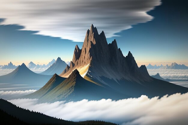 Foto bergtoppen onder blauwe hemel en witte wolken natuurlandschap achtergrondfoto