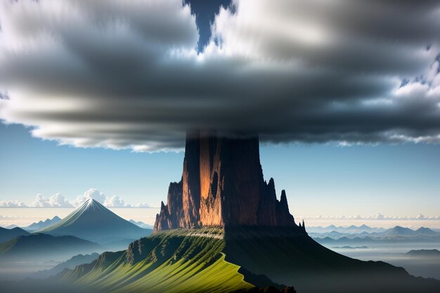 Bergtoppen onder de blauwe lucht en witte wolken natuurbehang achtergrondfotografie