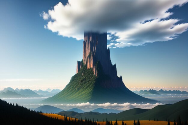 Foto bergtoppen onder de blauwe lucht en witte wolken natuurbehang achtergrondfotografie