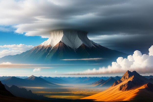 Bergtoppen onder de blauwe lucht en witte wolken natuurbehang achtergrondfotografie