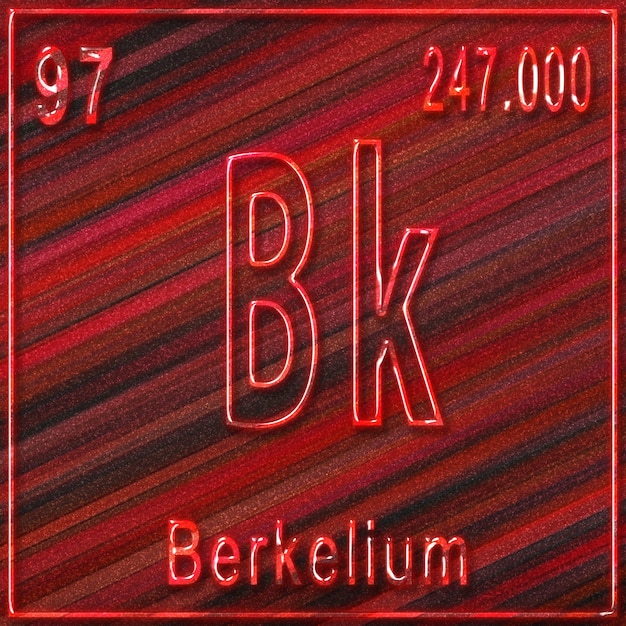 Berkelium chemical element, Sign with atomic number and atomic weight, Periodic Table Element