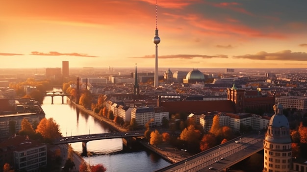 Berlin Cathedral and Fernsehturm Generative AI