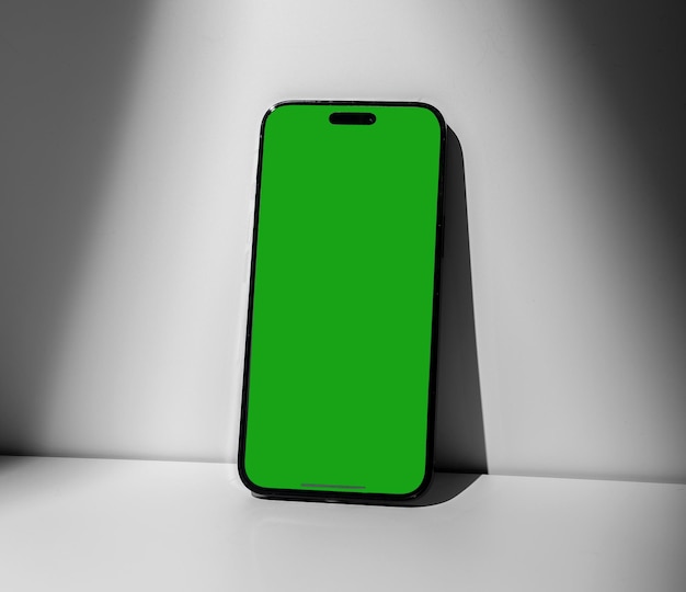 Berlin Germany October 16 2023 Iphone 14 pro green mobile phone screen mockup Smartphone mock up