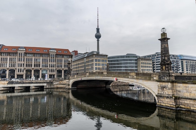 Berlin tv tower empty cityscape