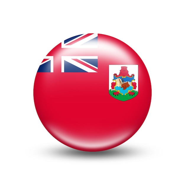 Bandiera del paese delle bermuda nella sfera con ombra bianca - illustrazione