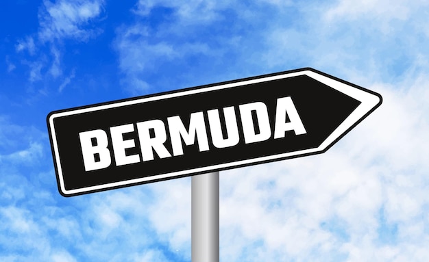 Bermuda road sign on blue sky background