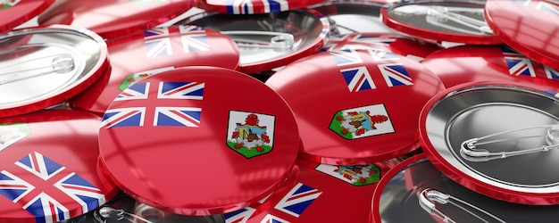 Bermuda round badges with country flag voting election concept 3D illustration