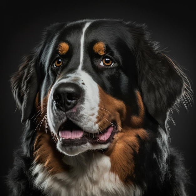 Berner Sennenhond studioportret als huiselijk herdershondje in betoverende details