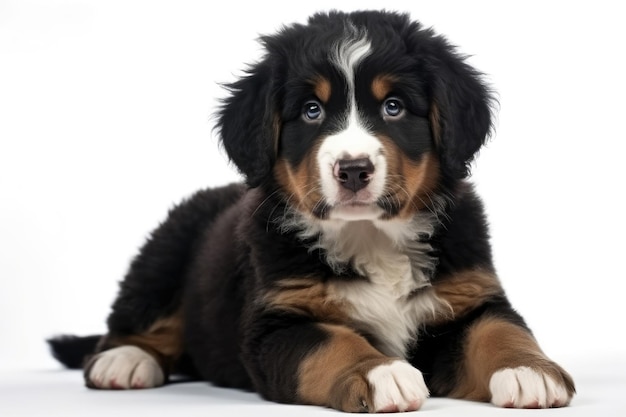 Bernese Mountain Dog Dog Puppy On White Background Full Body Generative AI