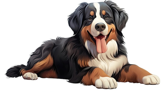 Photo bernese mountain dog's playful cartoon character adventure