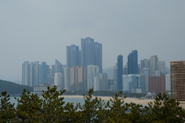 Beroemd haeundae-strand in busan, zuid-korea