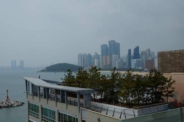 Beroemd haeundae-strand in busan, zuid-korea