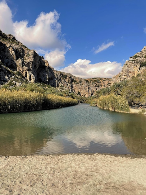 Beroemd Preveli-palmstrand op het Griekse eiland Kreta