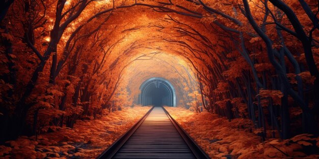 Beroemde Autumn Trees Tunnel met oude spoorweg Tunnel of Love Natuurlijke tunnel van liefde gevormd door bomen