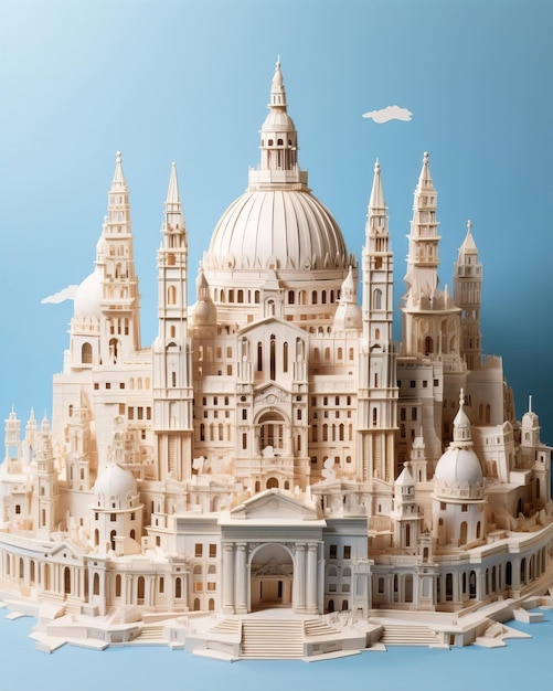 beroemde bezienswaardigheden met 3D-papiersculpturen die de architectonische wonderen vastleggen
