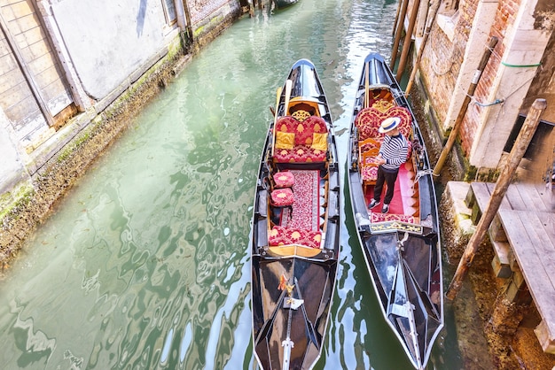 Beroemde gondelboten op Venetië, Italië