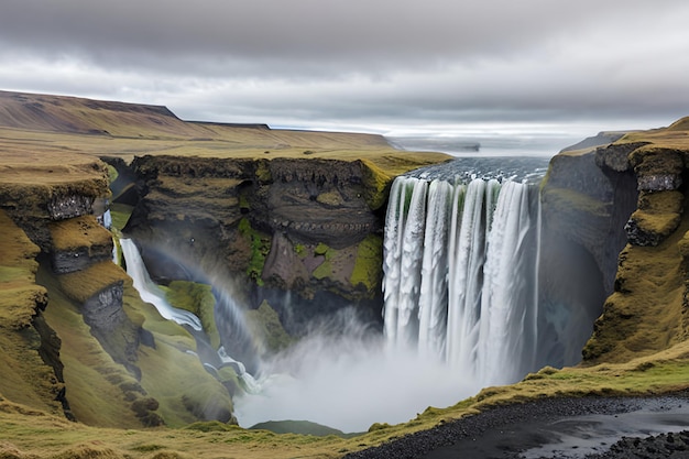 Beroemde krachtige Skogafoss-waterval in Zuid-IJsland