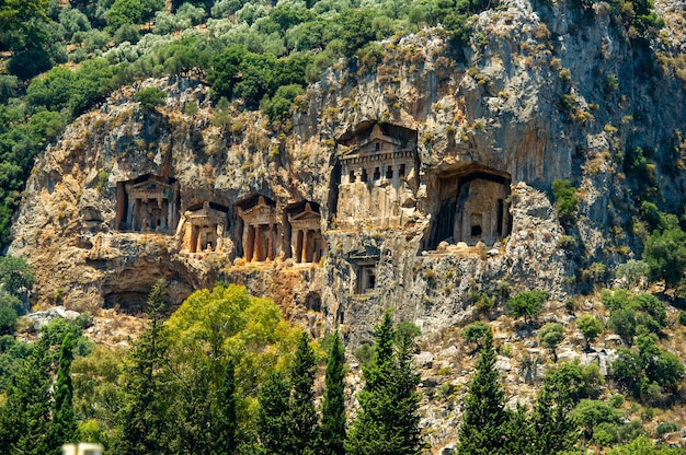 Beroemde Lycische graven van de oude stad Caunos, Dalyan, Turkije