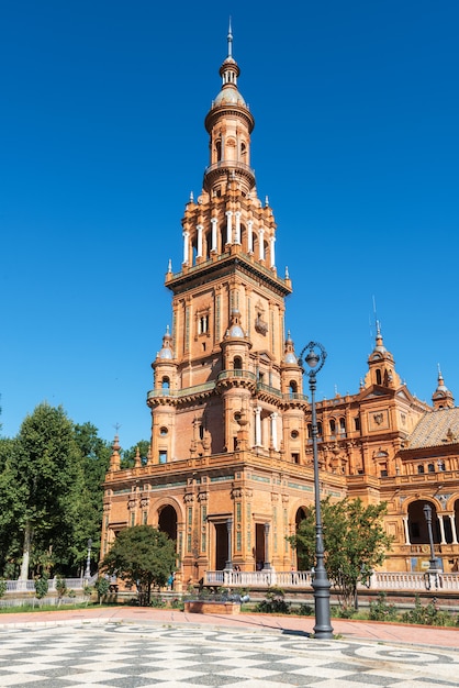 Beroemde Plaza de Espana, Sevilla, Spanje. Toeristische attractie landmark.