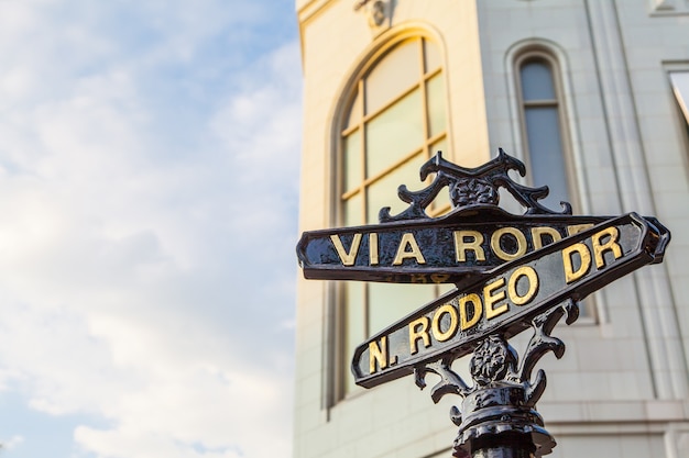 Beroemde steetsigh van Rodeo Dr in Los Angeles, het luxe blok