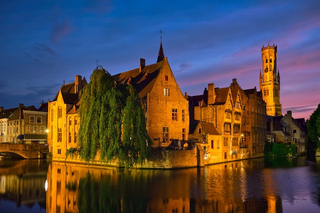 Beroemde weergave van Brugge, België