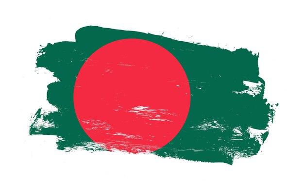 Beroerte penseel geschilderd noodlijdende vlag van bangladesh op witte achtergrond