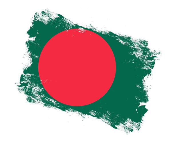 Beroerte penseel geschilderde vlag van bangladesh op witte achtergrond