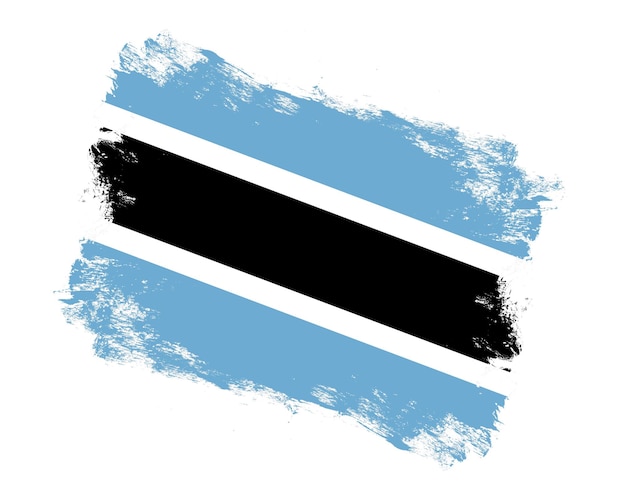 Beroerte penseel geschilderde vlag van botswana op witte achtergrond