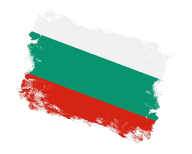 Beroerte penseel geschilderde vlag van bulgarije op witte achtergrond