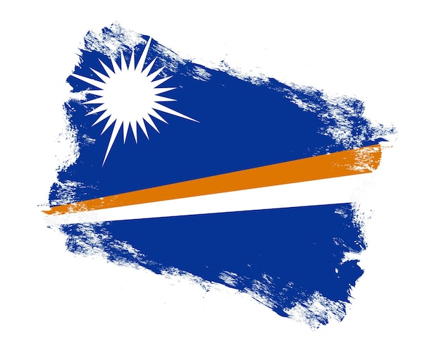 Beroerte penseel geschilderde vlag van de Marshalleilanden op witte achtergrond