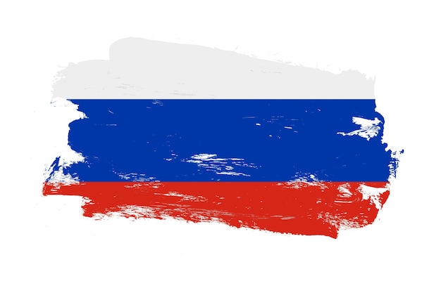 Beroerte penseel schilderde noodlijdende vlag van rusland op witte achtergrond