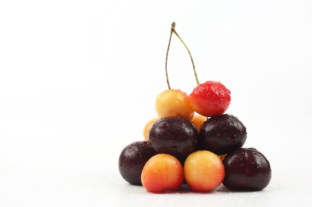 berries cherries on white