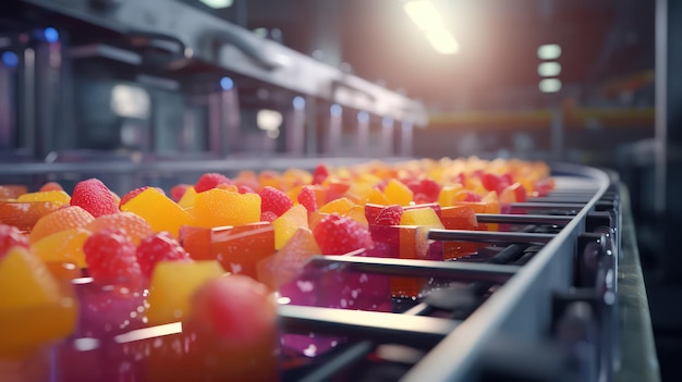 Photo berries in a factory process