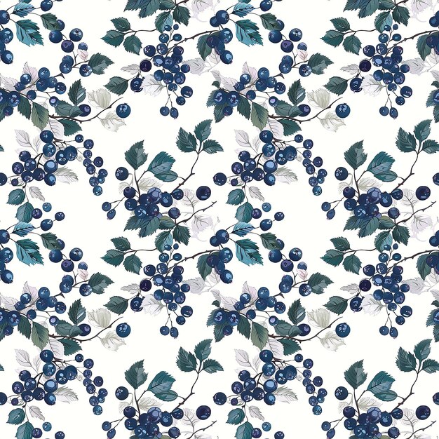 Photo berries and leaves pattern on white background