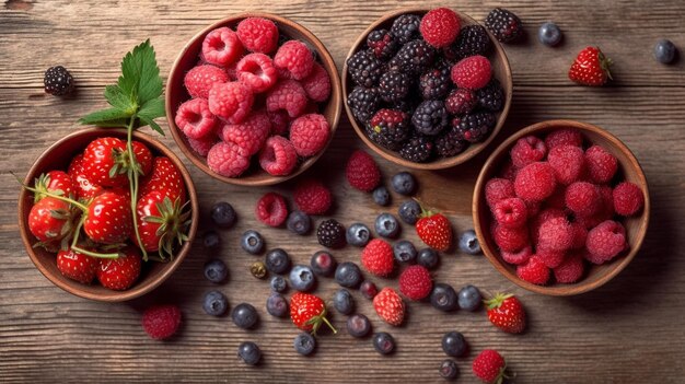 Berries mix on rustic background