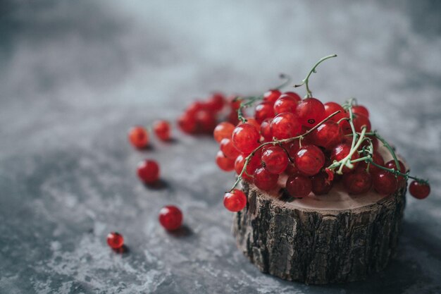 Berries of red currant on a stump