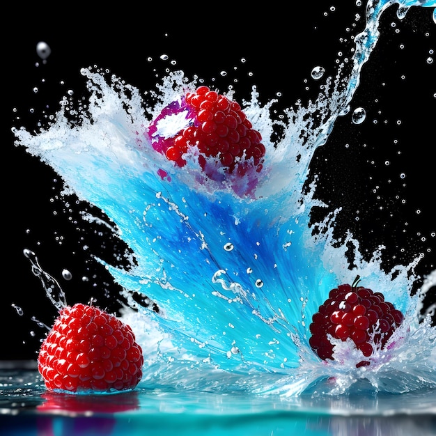 Berries in a splash of clear water natural background ai generated