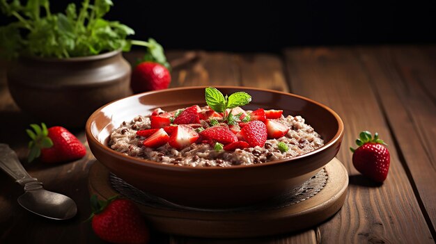 Photo berry bliss buckwheat porridge with strawberries