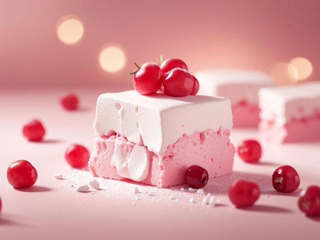 Photo berry bliss delight pink berry homemade marshmallow zefir dessert