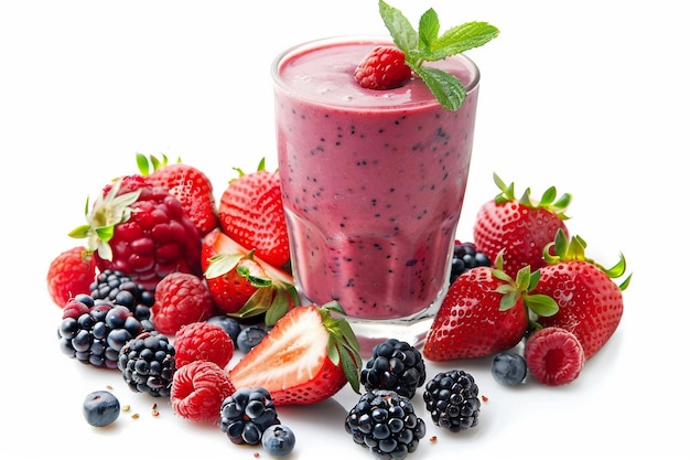 Berry Bliss Smoothie On White Background