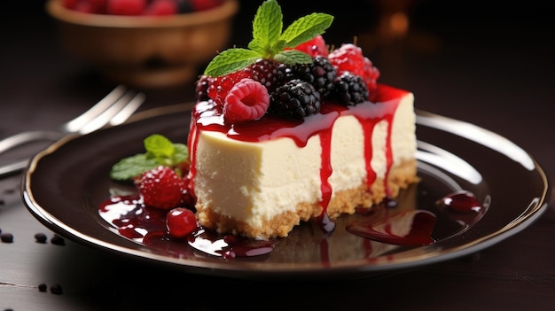 Berry cheese cake HD 8K Vector illustration wallpaper Stock image