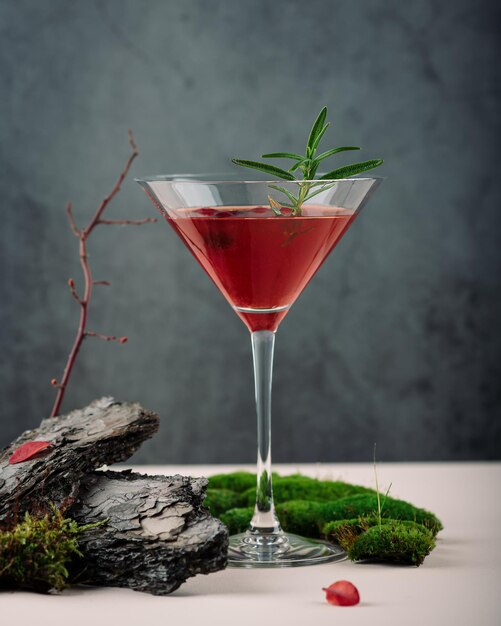 Berry drink in a high glass the concept of nature naturalness and ecology creative photography selec...