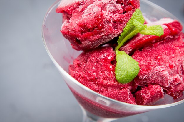 Berry ice cream. selective focus, top view. 