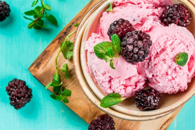 Berry ice cream in a small bowls