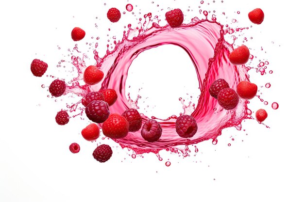 Photo berry juice circle splashing isolated on white