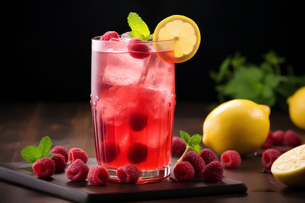 Berry Lemonade Spring or summer cold cocktail raspberry