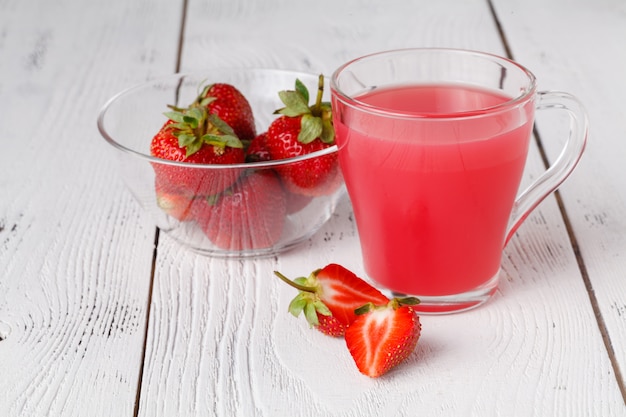 Berry liquid pudding with strawberry