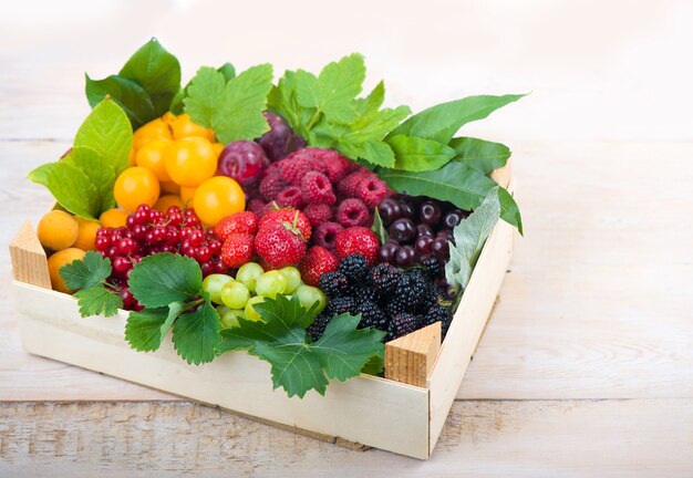 Berry mix isolated in the box on a white surface