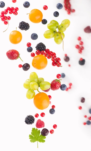 Berry mix isolated on a white background.